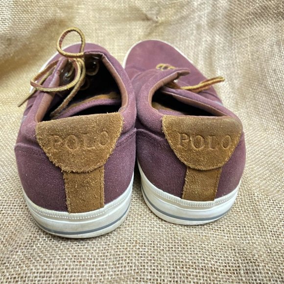 Polo Ralph Lauren Vaughn Men's Canvas Fashion Sneakers Shoes Raspberry Sz 10D - Picture 3 of 13